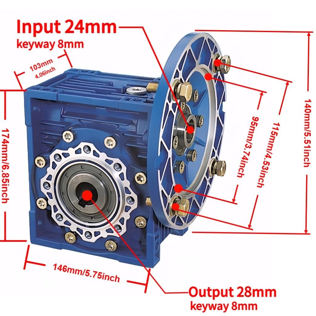 Amazon.com: MIAOSHE NMRV063 Worm Gearbox Speed Reducer 90B14